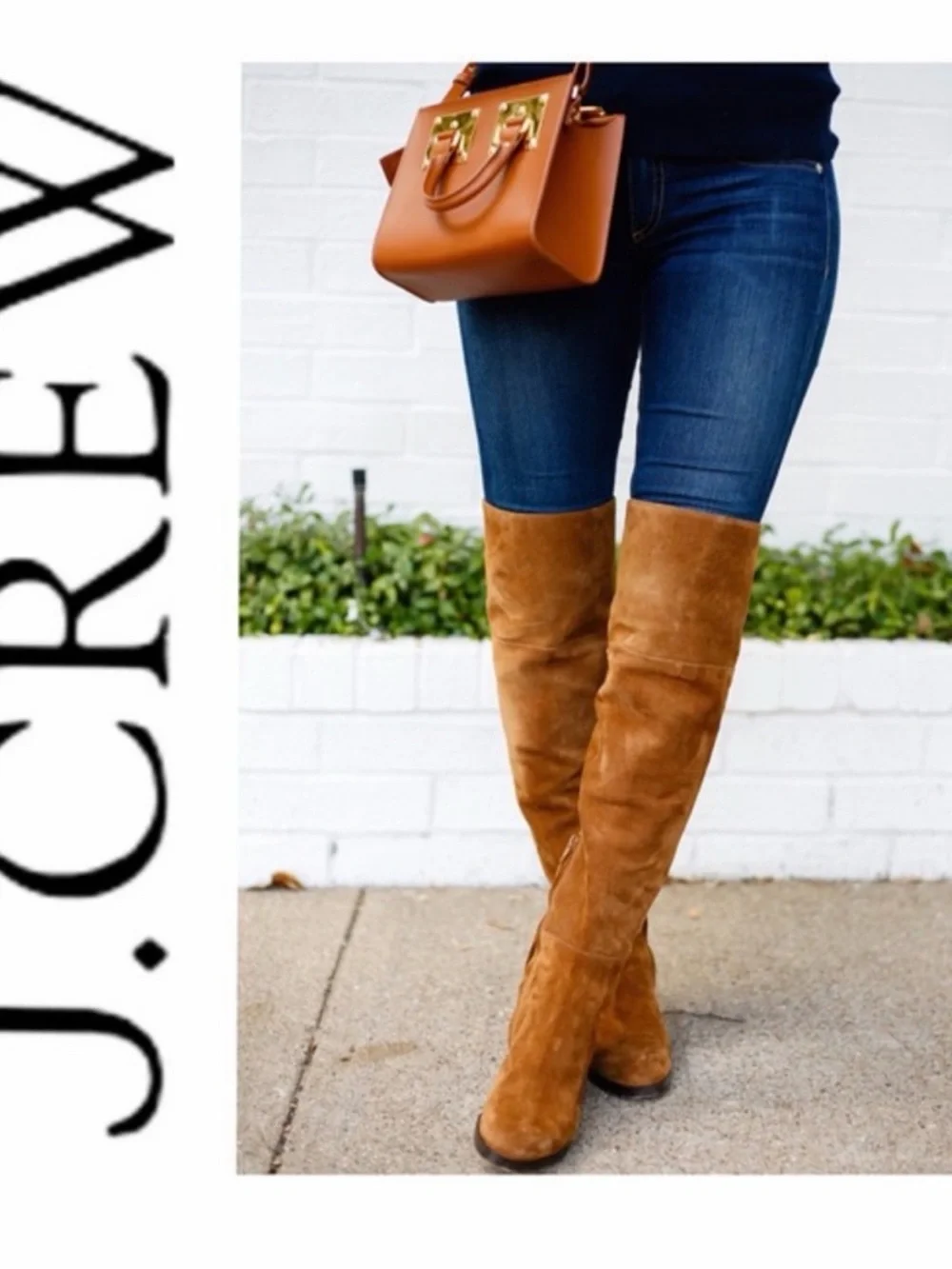 J.Crew New Stevie Over the Knee Suede Boots Camel Tan Leather Size 7.5
